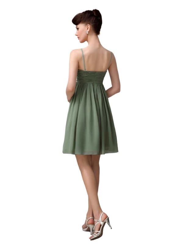 Spaghetti Straps A-line Sweetheart Chiffon Short Bridesmaid Dresses