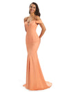 Elegant Cold Shoulder Soft Satin Long Mermaid Bridesmaid Dresses Online