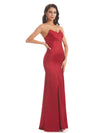 Simple Strapless Sweetheart Soft Satin Mermaid Long Wedding Party Dress For Women