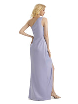 Sexy Soft Satin Split One Shoulder Long Mermaid Wedding Guest Dresses Online