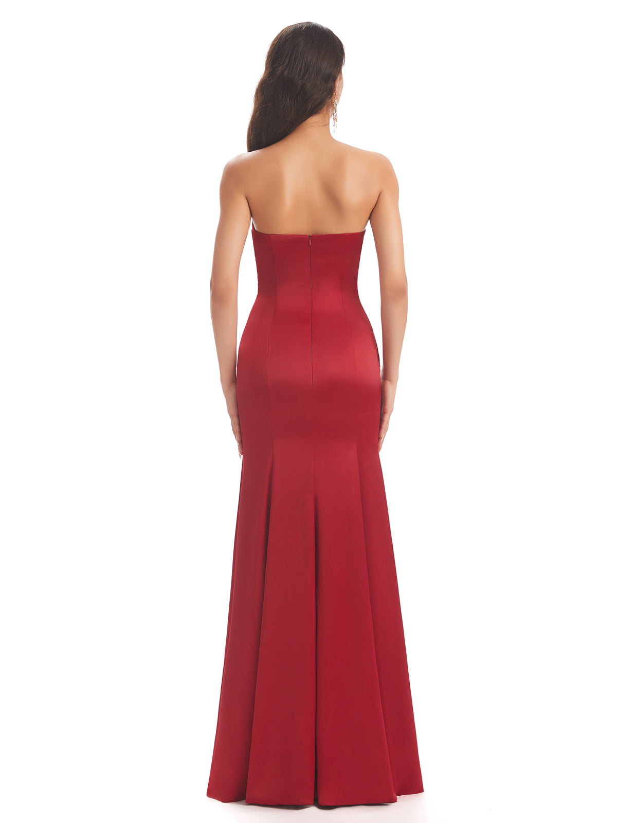 Simple Strapless Sweetheart Soft Satin Mermaid Long Bridesmaid Dresses