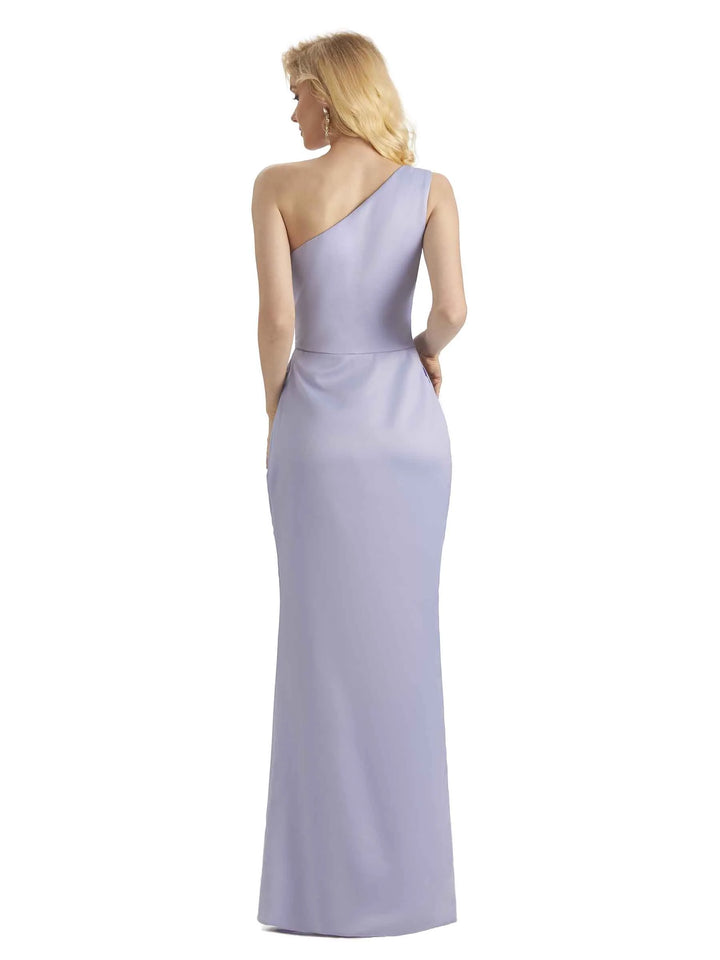 Sexy Soft Satin Slit One Shoulder Long Mermaid Formal Prom Dresses Online