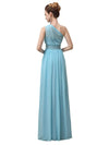 A-line Chiffon One Shoulder Floor-Length Long Bridesmaid Dresses with Beads