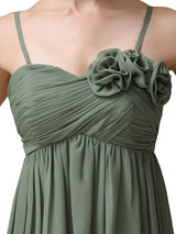 Spaghetti Straps A-line Sweetheart Chiffon Short Bridesmaid Dresses
