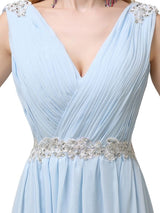 A-line Chiffon V-Neck Floor-Length Long Bridesmaid Dresses