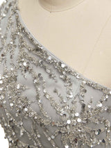 Grey Mermaid One Shoulder Side Slit Floor-length Long Formal Prom Dresses