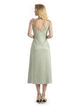 Sexy Soft Satin Side Slit Spaghetti Straps Short Midi Wedding Guest Dress
