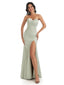 Simple Soft Satin Side Slit Sweetheart Long Mermaid Bridesmaid Dresses Online