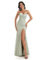 Simple Silky Ruched Satin Maxi Mermaid Formal Evening Gowns For Women