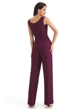 Elegant Chiffon Half Sleeves Long Mother of The Bride Jumpsuit