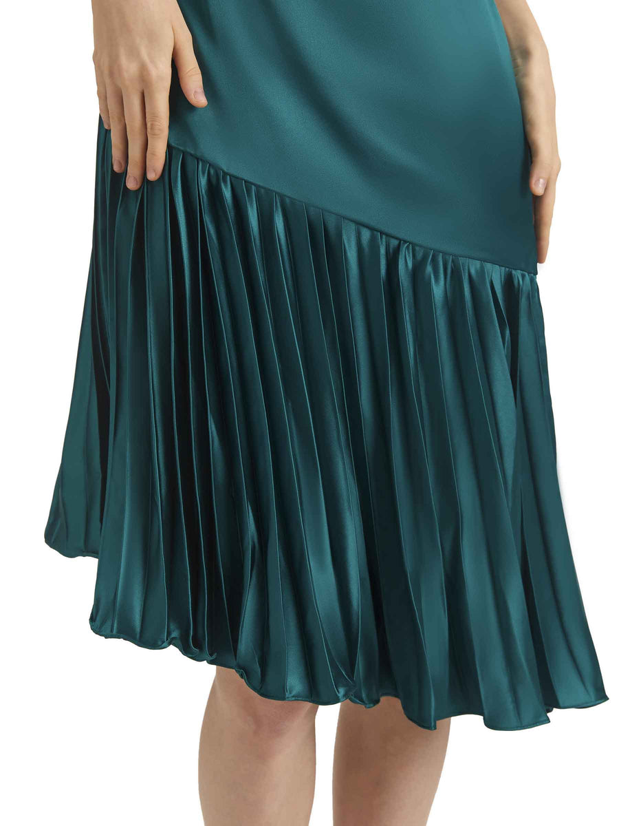 Unique Soft Satin Spaghetti Straps Short Midi Asymmetrical Prom Dresses Online