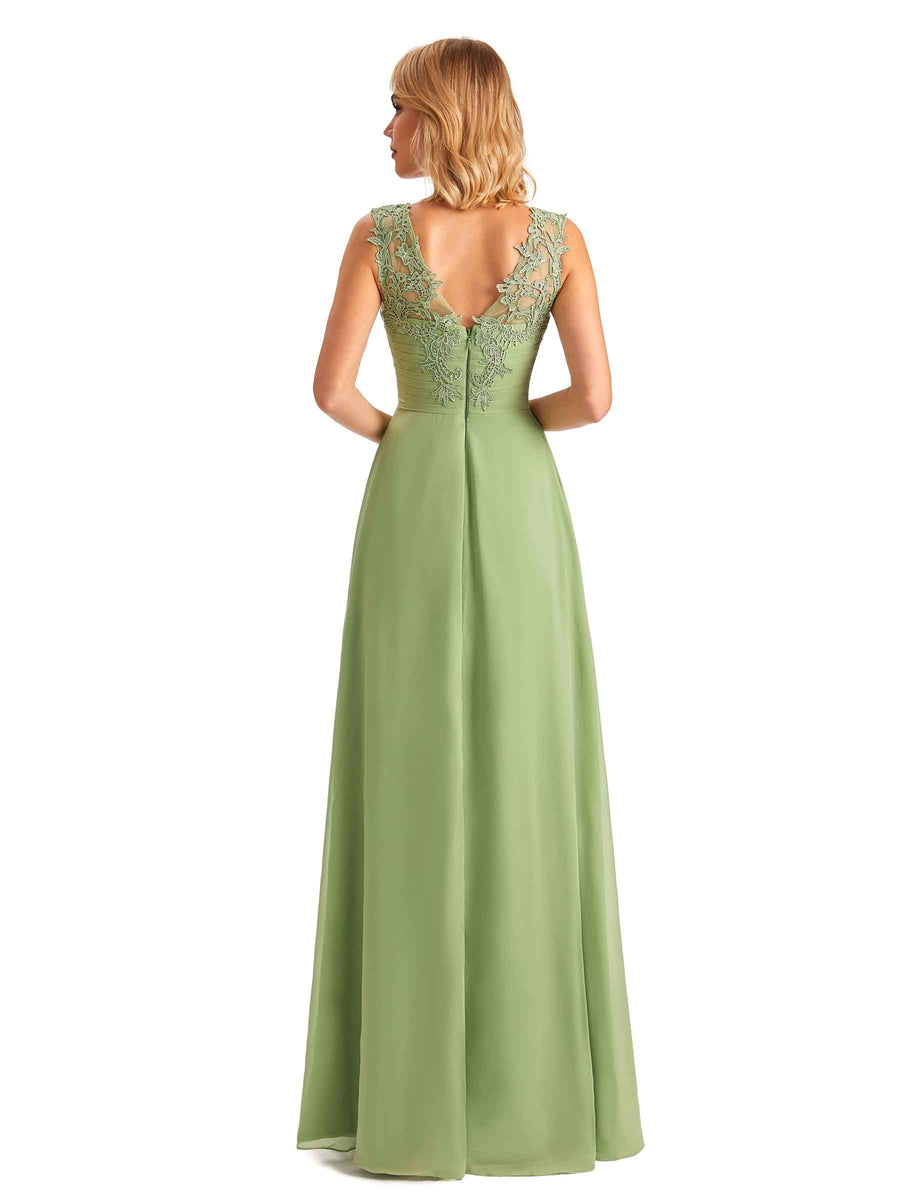 Elegant A-line Chiffon Square Applique Hi-Lo Long Mother of the Brides Dresses Online