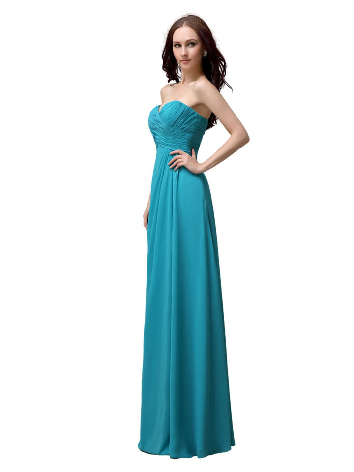Elegant Sweetheart Chiffon A-line Long Bridesmaid Dresses