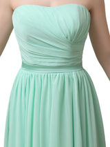 Simple A-line Chiffon Straight Floor-Length Long Bridesmaid Dresses