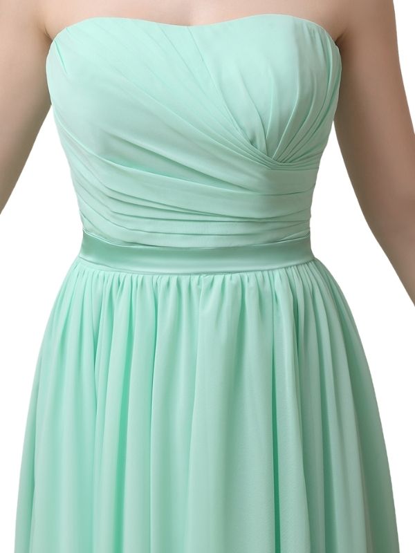 Simple A-line Chiffon Straight Floor-Length Long Bridesmaid Dresses