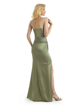 Sexy Soft Satin Side Slit Sweetheart V-Neck Mermaid Long Evening Prom Dresses Online