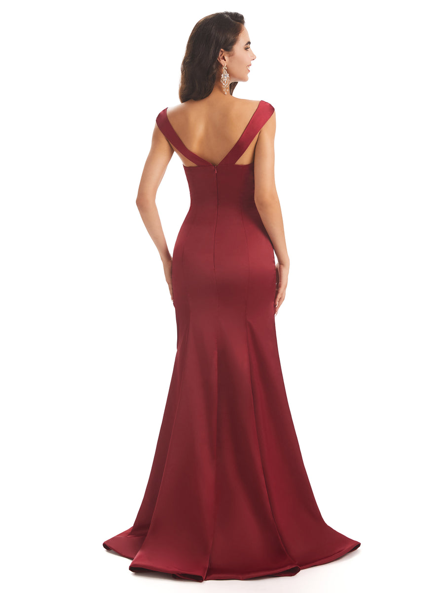 Sexy Soft Satin Cap Sleeves Long Mermaid Unique Bridesmaid Dresses Online