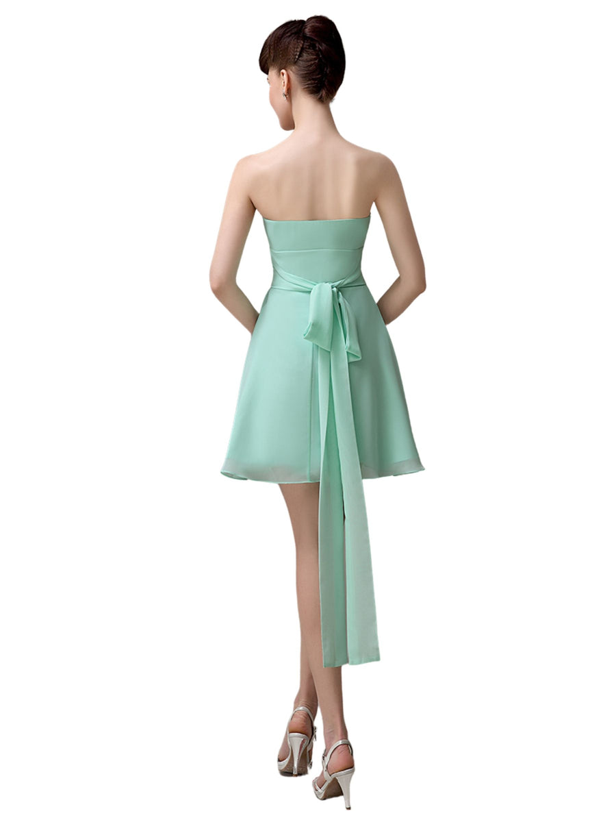 Sweatheart A-line Chiffon Short Bridesmaid Dresses with flower