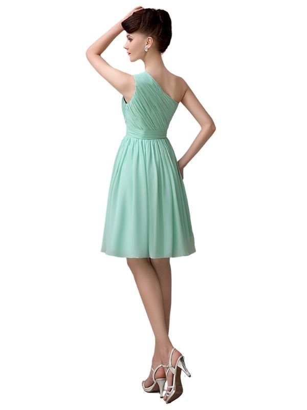 Simple A-line Chiffon One Shoulder Short Bridesmaid Dresses