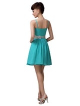 Spaghetti Straps Sweetheart A-line Chiffon Appliques Short Bridesmaid Dresses