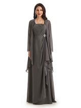 Elegant A-Line Chiffon Spaghetti Straps Sleeveless Mother of The Bride Dresses With Shawl