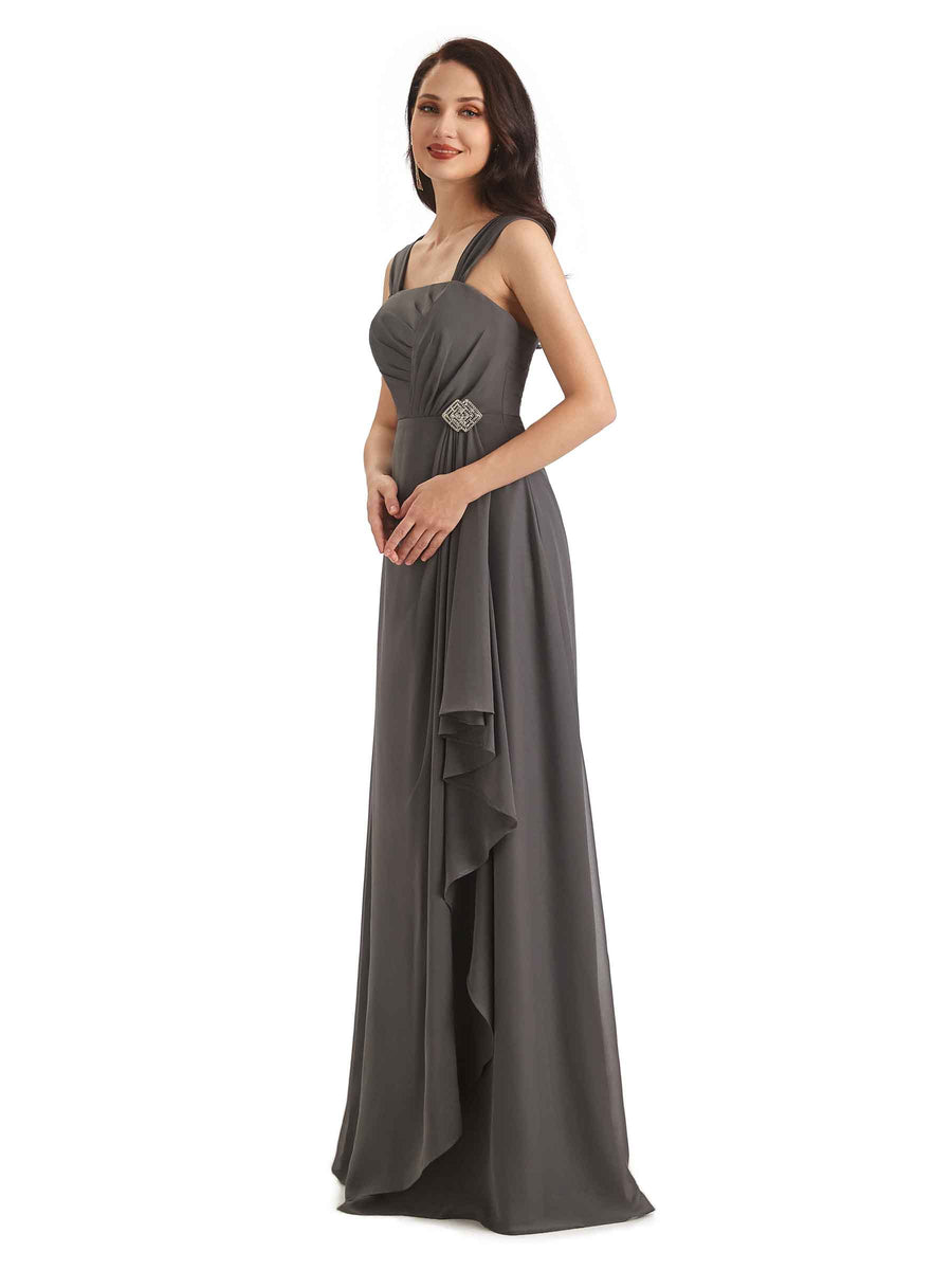 Elegant A-Line Chiffon Spaghetti Straps Sleeveless Mother of The Bride Dresses With Shawl