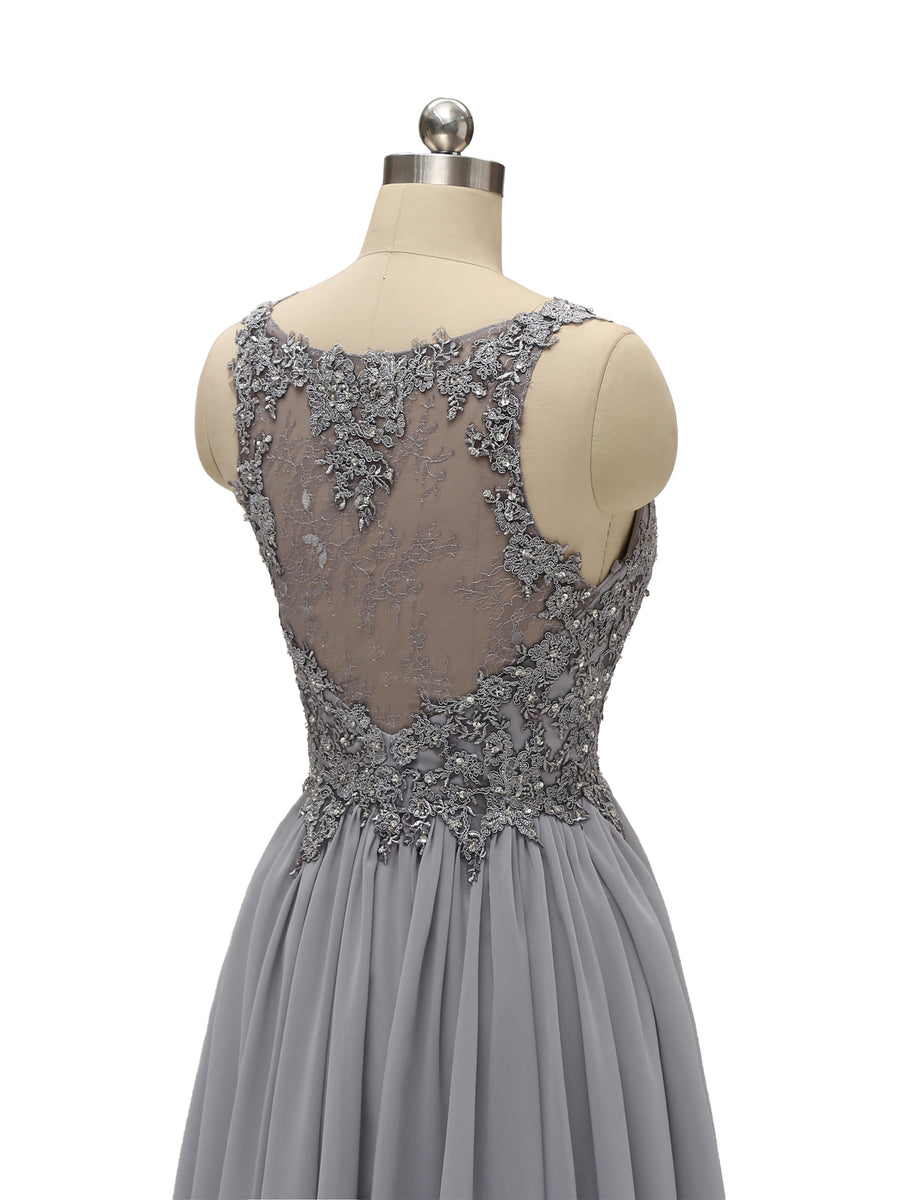 Elegant Lace Strap Chiffon Lace Short Midi Bridesmaid Dresses Online
