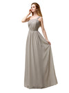 Chiffon One-Shoulder A-line Floor-Length Long Bridesmaid Dresses