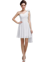One Shoulder Chiffon Short Bridesmaid Dresses