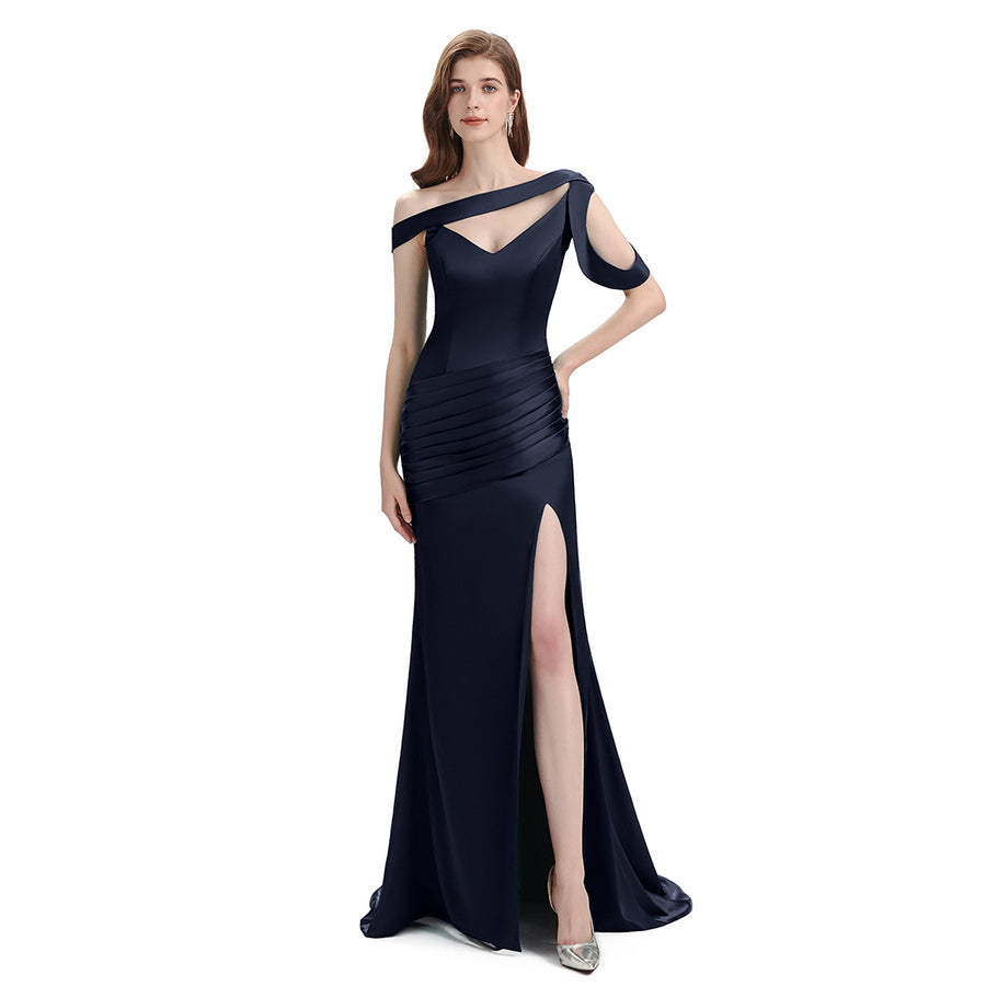 Sexy Soft Satin Mismatched Navy Mermaid Long Bridesmaid Dresses Online