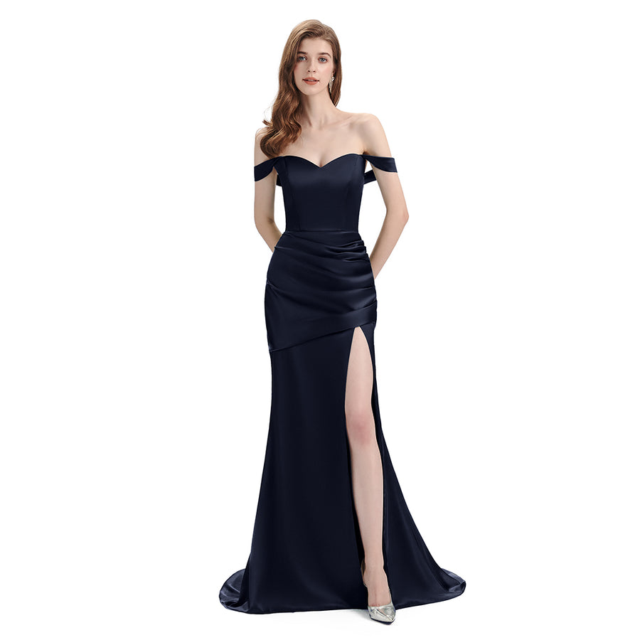 Sexy Soft Satin Mismatched Navy Mermaid Long Bridesmaid Dresses Online