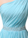 Elegant One Shoulder A-line Beaded Chiffon Long Bridesmaid Dresses