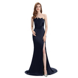 Sexy Soft Satin Mismatched Navy Mermaid Long Bridesmaid Dresses Online