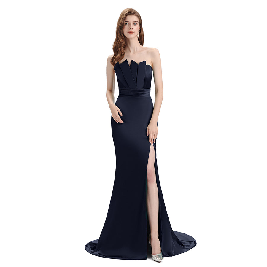 Sexy Soft Satin Mismatched Navy Mermaid Long Bridesmaid Dresses Online