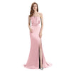 Sexy Side Slit Mismatched Blush Pink Soft Satin Mermaid Long Bridesmaid Dresses Sale