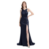 Sexy Soft Satin Mismatched Navy Mermaid Long Bridesmaid Dresses Online