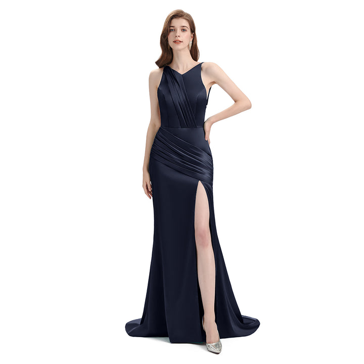 Sexy Soft Satin Mismatched Navy Mermaid Long Bridesmaid Dresses Online