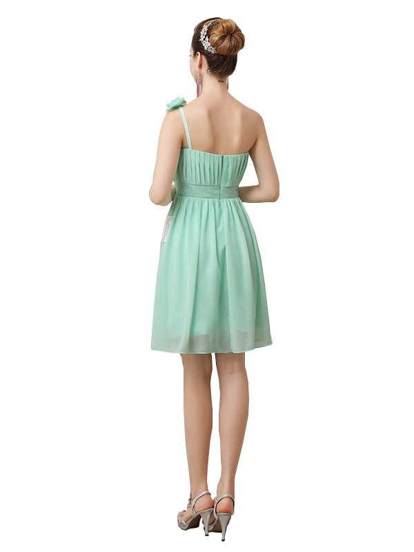 Popular One-shoulder Sweetheart Knee-Length Short Bridesmaid Dresses