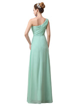 Simple A-line Chiffon One Shoulder Floor-Length Long Bridesmaid Dresses