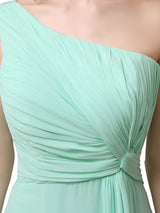 Simple A-line Chiffon One Shoulder Floor-Length Long Bridesmaid Dresses