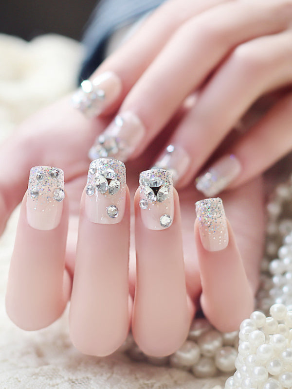 rhinestones design on nails