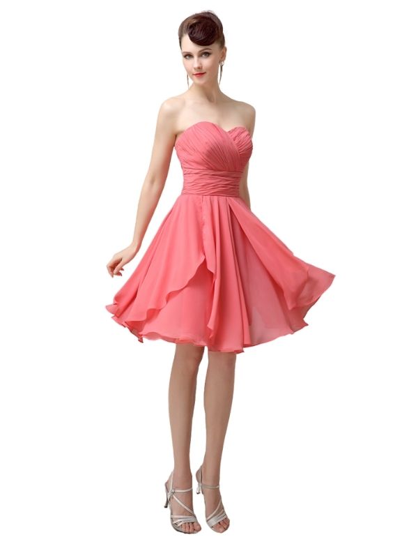 Sweetheart Chiffon A-line Knee-Length Short Bridesmaid Dresses