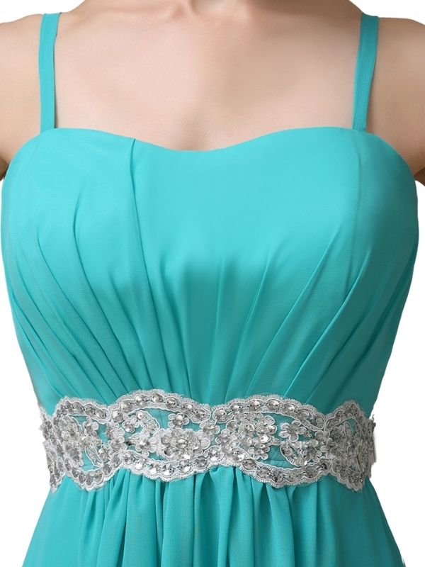 Spaghetti Straps Sweetheart A-line Chiffon Appliques Short Bridesmaid Dresses