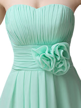 Sweatheart A-line Chiffon Short Bridesmaid Dresses with flower