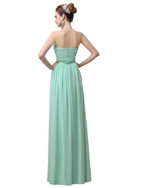Simple A-line Chiffon Straight Floor-Length Long Bridesmaid Dresses