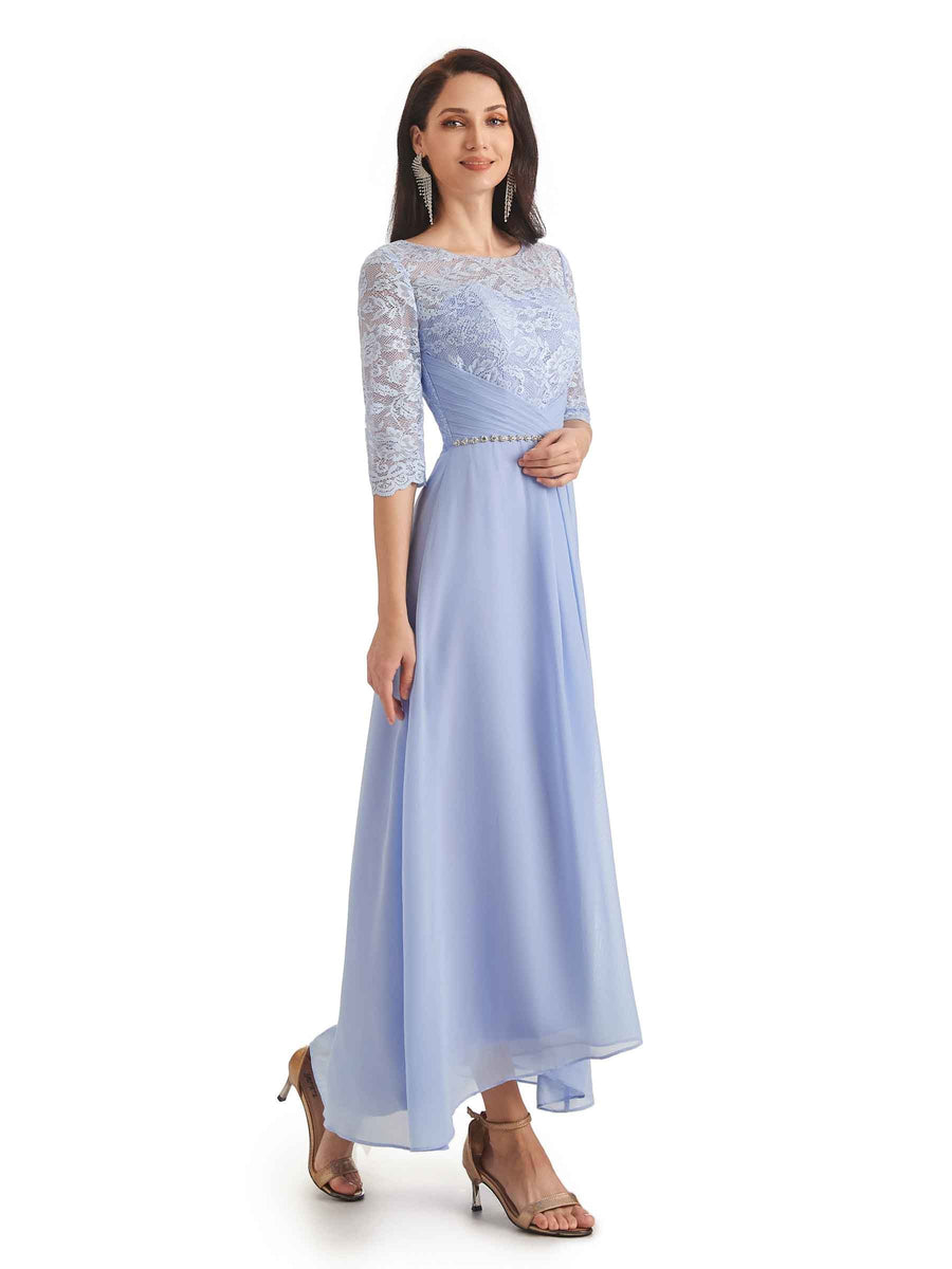 Elegant A-line Chiffon Jewel Half Sleeve Long Mother Of The Bride Dresses With Jacket