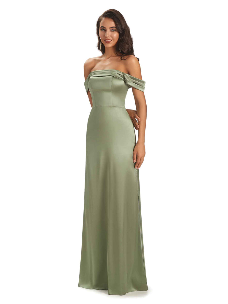 Sexy Soft Satin Simple Off The Shoulder Maxi Long African Bridesmaid Dresses Online