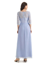 Elegant A-line Chiffon Jewel Half Sleeve Long Mother Of The Bride Dresses With Jacket