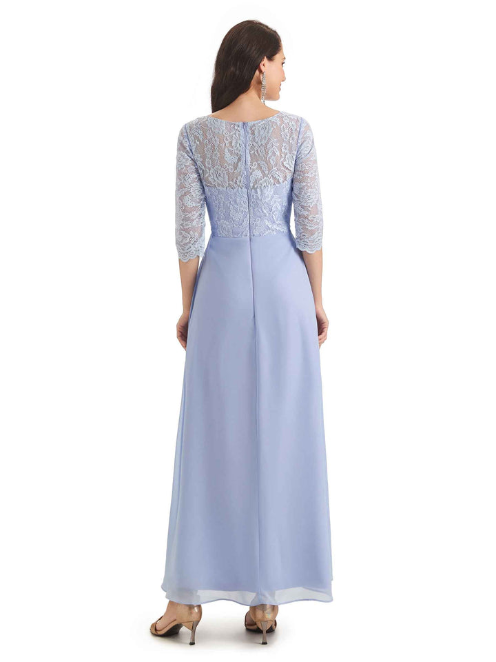 Elegant A-line Chiffon Jewel Half Sleeve Long Mother Of The Bride Dresses With Jacket