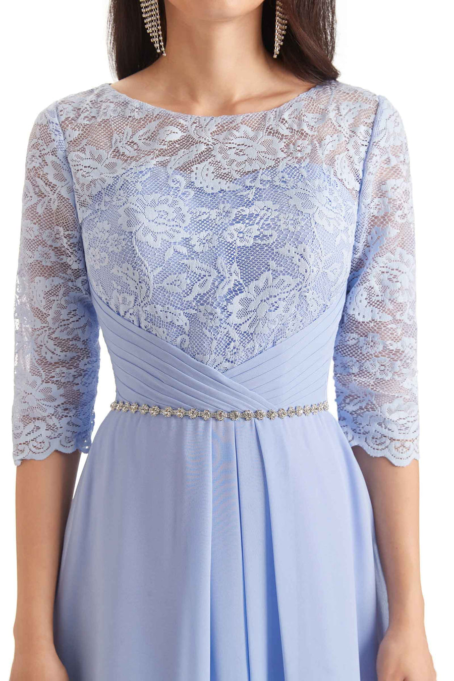 Elegant A-line Chiffon Jewel Half Sleeve Long Mother Of The Bride Dresses With Jacket